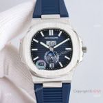 TW Factory V2 Patek Philippe Moon Nautilus Cal.324 Watch Ombre Dial Blue Rubber Strap